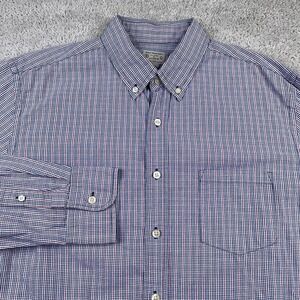 J Crew‎ Shirt Mens Large Blue Red Checkered Slim Fit Cotton Button Down Casual